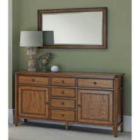 Traditional Antique Oak 6 Drawer Wide Sideboard Cabinet 157cm Wide