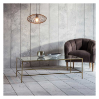 Modern Large Low Sofa Coffee Table Bronze Metal Frame Glass Top