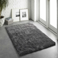 Origins Chicago Modern Hand Tufted Shaggy Polyester Plain Rug in Grey 67x200cm