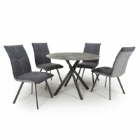 Avesta Grey and 4 Ariel Dark Grey Dining Set