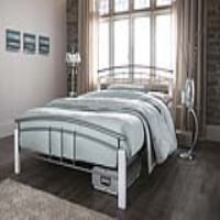 Tetras Silver Metal Framed With White Painted Posts 120cm Small Double 4ft Bed Frame