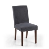 Morton Dark Grey Linen Fabric Effect Modern Dining Chair on Walnut Legs