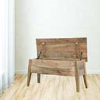 Nordic Style Solid Mango Wood Oak Finish Lid Up Living Room Storage Bench 45 x 100cm