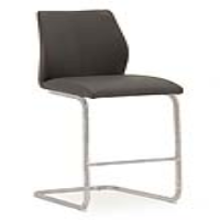 Modern Grey Faux Leather Kitchen Breakfast Bar Chair Stool Cantilever Chrome Steel Legs