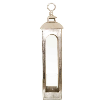 Metal Cast Aluminium Silver Finish Tall Loop Top Modern Lantern