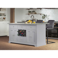 Grey Kitchen Island With Grey Granite Worktop