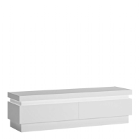 Modern White and High Gloss 2 Drawer TV Cabinet with LED Lighting 41x146cm