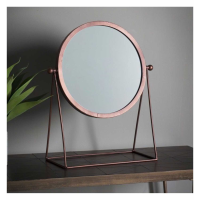 Industrial Swivel Adjustable Head Copper Finish Table Top Round Free Standing Vanity Dressing Table Mirror 44.5x36x17cm