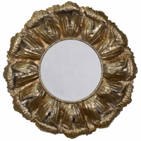 Gold Finished Metal Large Round Framed Wall Mirror