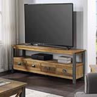 Industrial Reclaimed Distressed Sawn Wood Extra Large Widescreen Powder Coated Steel Frame Matt FinishTV AV Media Unit 55x180x40cm