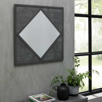 Zinc And Dark Grey Square 63cm Framed Wall Mirror Modern Industrial