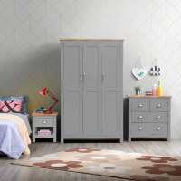 3 Piece Bedroom Set (3 Door Wardrobe, 2+2 Chest, 1 Drawer Bedside)