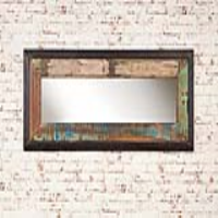 Rectangular Recycled Wall Mirror Reclaimed Rustic Painted Boat Wood