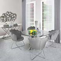 Value 130cm Nova Dining Set With 4 Silver Ariel Chairs