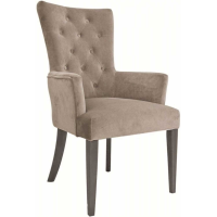 Modern Velvet Fabric Upholstered Buttoned Back Dining Armchair in Taupe 104x60cm