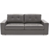 Gemona Modern Faux Leather 3 Seater Grey Buttoned Sofa 205cm Wide