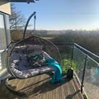 Grey Rattan Outdoor Garden Double Hanging Egg Chair Aluminium Framed