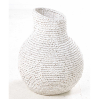 Woven Rounded Curved Shape White Finish Storage Basket 40cm Diameter