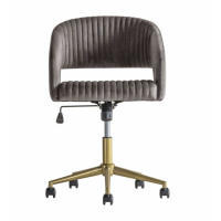 Modern Grey Velvet Upholstered Swivel Office Chair With Stainless Steel Legs 82x56cm