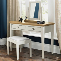 Hampstead Two Tone Ivory Painted Oak Top Modern Dressing Table Desk Only 2 Drawers 110x79x48cm