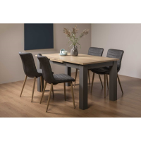 Oakham Scandi Oak 4 to 6 Seater Extending Dining 4 Dark Grey Faux Leather Chairs