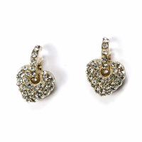 Heart Drop Earring Crystal Gold