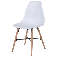 Aspen White Plastic Chairs With Wood Legs And Metal Cross Rails (pair)