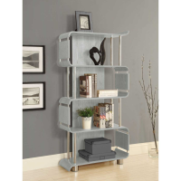Helsinki Modern Curved Edge Rectangular Bookshelf in Grey 164x80cm