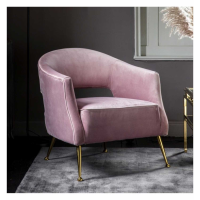 Modern Style Dusky Pink Velvet Arched Back Living Room Armchair with Golden Legs 75x75cm