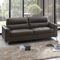 Modern Tanaro Grey Faux Leather Upholstery 3 Seater Sofa Chome Legs 194cm