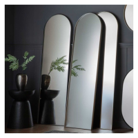 Modern Large Arched Metal Full Length Wall Mirror in Black 170cm Tall x 50cm Wide