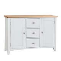 Modern Light Oak White Painted 2 Door 3 Drawer Large Living Room Sideboard 80 x 115cm
