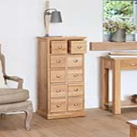 Solid Light Oak Multi 10 Drawer DVD CD Media Storage Chest of Drawers