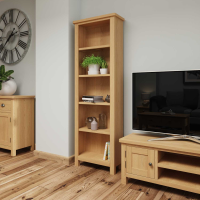 Rustic Oak Tall Slim Bookcase with 5 Shelves 180cm High x 60cm Wide