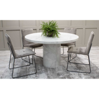 London Carra Minimalist Bone White Marble Round Kitchen Dining Table 130cm Diameter