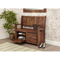 Dark Wood Solid Walnut Hallway Monks Bench Shoe Storage Cupboard Base Unit