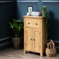 Natural Oak Small 2 Door 1 Drawer Sideboard Cupboard Curved Top 81x70x35cm