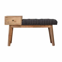 Pewter Tweed Bench With 1 Drawer