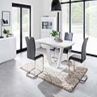 Modern Rectangular Extending Dining Table White High Gloss 160 to 200cm Length