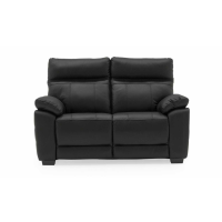 Modern Design Positano Black Leather Upholstered 2 Seater Fixed Sofa 150cm