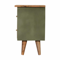 Olive Green Hand Painted Bedside Table Cabinet 2 Drawers Nordic Style Legs