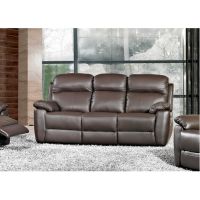 Aston Brown Leather Upholstered Large 3 Seater Recliner Sofa Modern Living