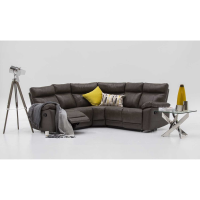 Positano Large Modern Brown Real Leather Upholstered Corner Sofa Group Classic 217cm Wide