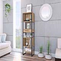 Modern Tall Narrow Bleached Pine Finish 1 Drawer Open Shelf Bookcase 160x50x33.7cm