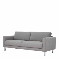 Modern Light Grey Fabric Upholstery Living 3 Seater Sofa on Chrome Feet 81x209cm