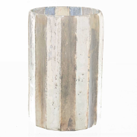 Silver And Grey Striped Candle Holder