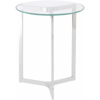 Stainless Steel and Clear Glass Round End Lamp Side Table 50cm Diameter