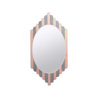 Conti Modern Regal Style Grey And Copper Strips Oval Shaped Wall Mirror 120 x 61cm