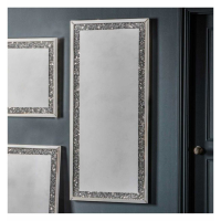 Modern Style Silver Crystal Rectangular Leaner Bedroom Wall Mirror 135x60cm