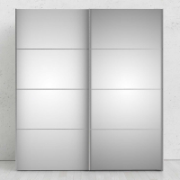 Modern Oak Frame Mirrored Glass Sliding 2 Door Double Bedroom Wardrobe 200.4x182.4cm